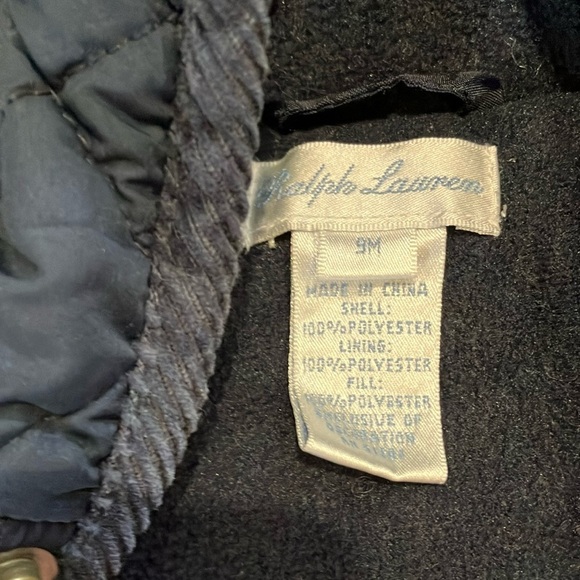 Ralph Lauren Navy Blue Quilted Hooded Baby Snowsuit - Picture 3 of 5